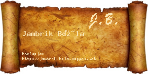 Jambrik Béla névjegykártya